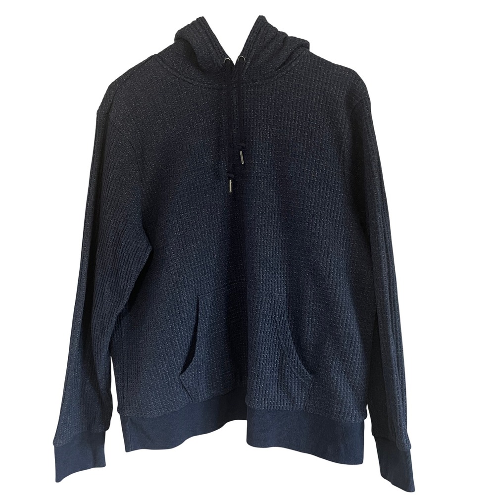 Old Navy Mens Sherpa Lined Waffle Knit Hoodie Large Navy Cabin Gorpcore Layering
